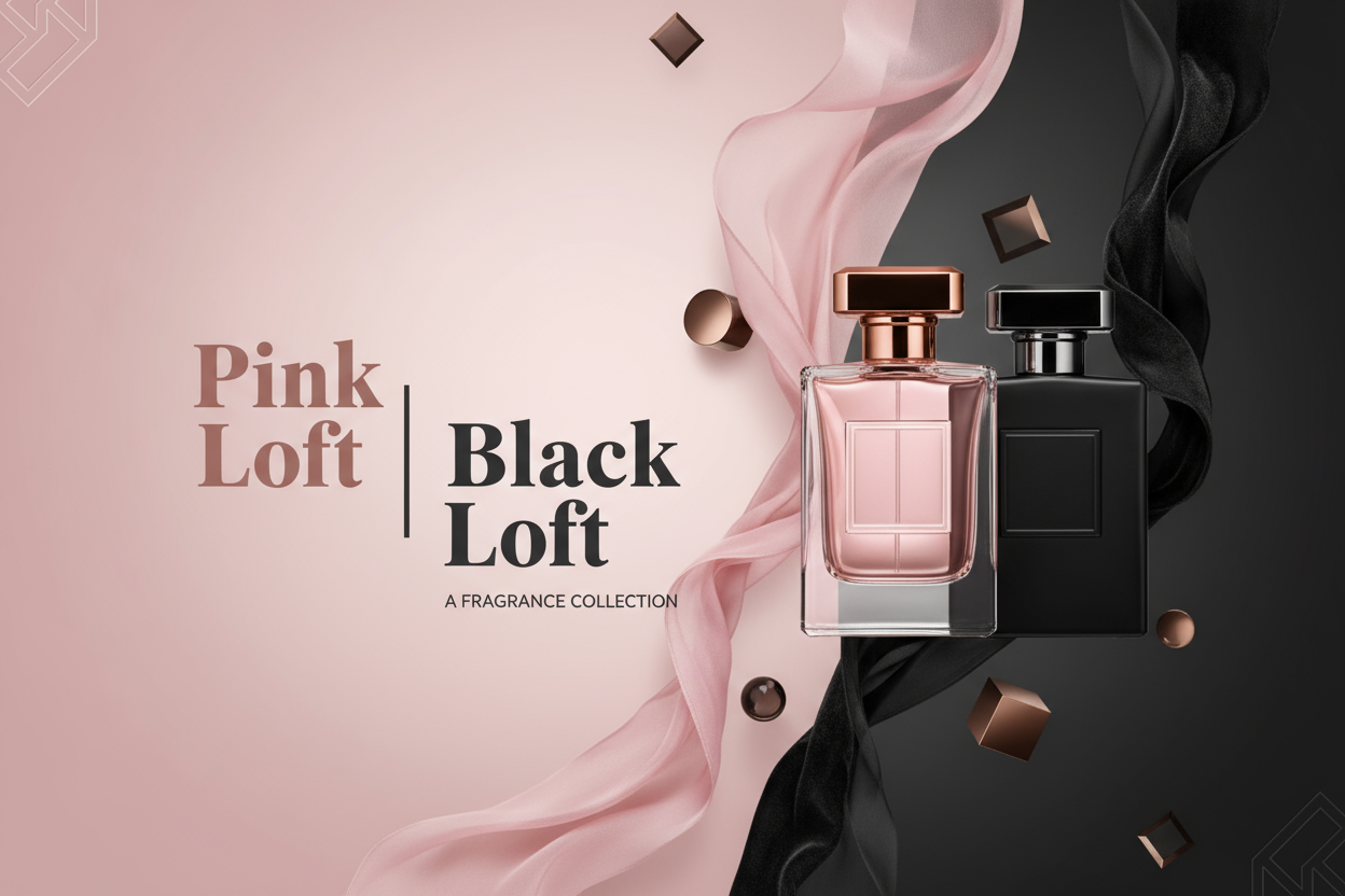 A Perfume Catalog with the text Pink Loft | Black Loft on the cover